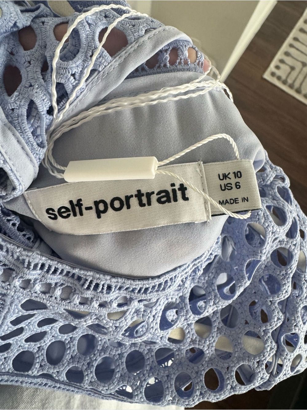 Self-Portrait GUIPURE LACE MIDI DRESS - LILAC - Picture 9 of 9